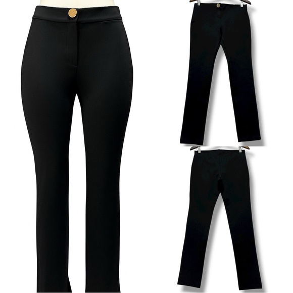 386 Mango | NWOT Black Mid Rise Thick Stretch Leggings Dress Pants (Size M) - Picture 1 of 13